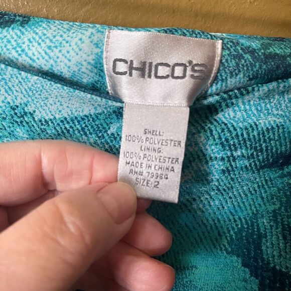 Chico’s size L ocean colors pattern A line skirt. - Picture 5 of 7
